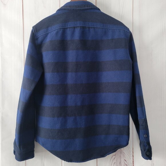 American Eagle Shacket Thick Shirt Jacket, Men’s M, Blue/Black Stripe, Heavy EUC - Picture 4 of 8